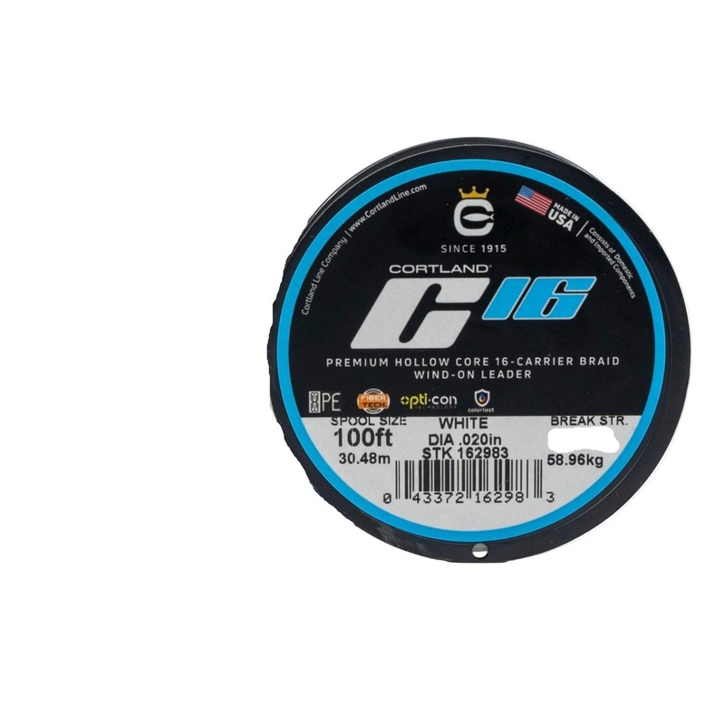 Cortland C16 Wind On Braided Leader 100Ft 60Lbs White