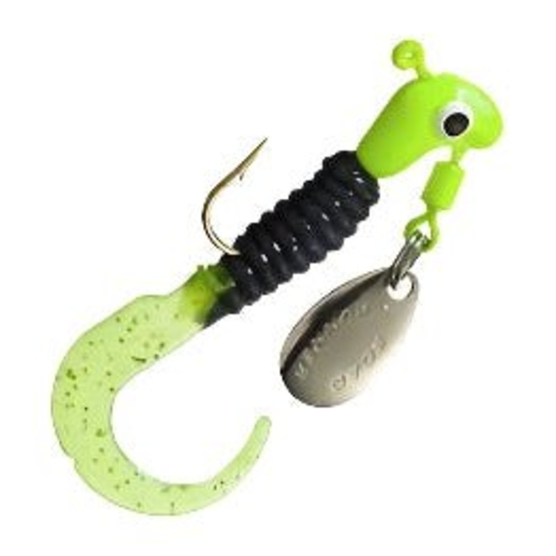 Road Runner Curly Tail 1/16 Oz Qty 2 Black/Chartreuse
