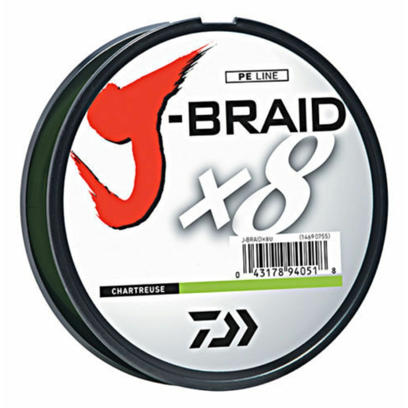 Daiwa J-Braid X8 3300YDS Chartreuse Braided Line