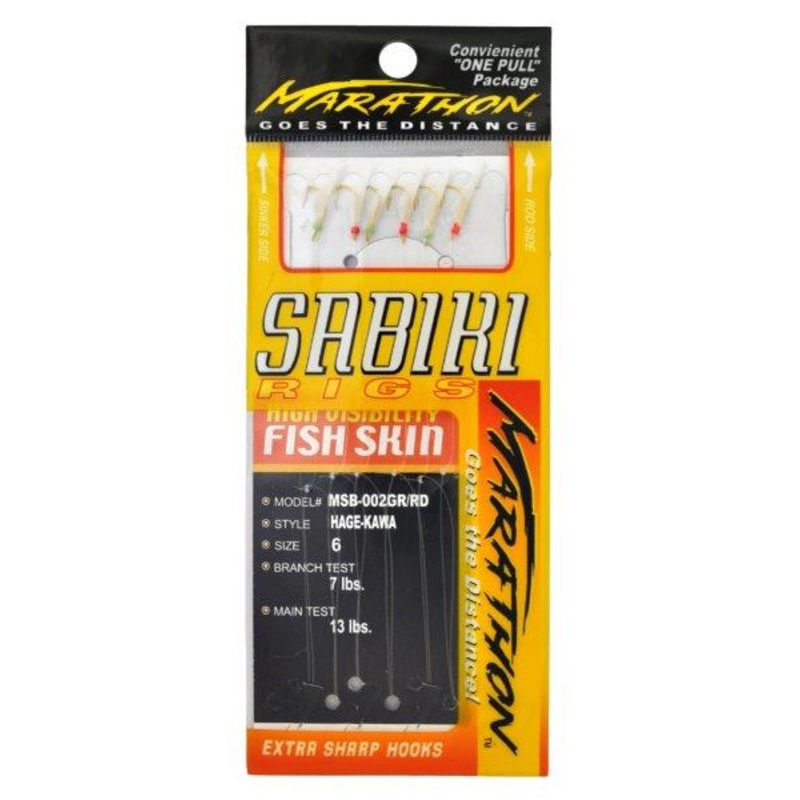 Tsunami Sabiki Mono Rigs NATURAL HAGE KAWA RED OLD