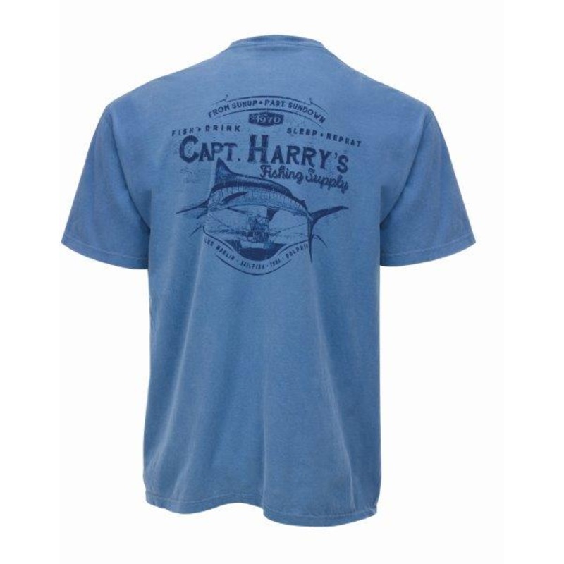 Capt. Harry's Burly Marlin Short Sleeve T-Shirt in Blue Jean