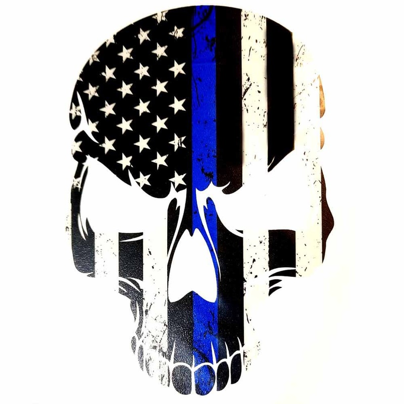 Skull Blue Line Decal|LARGE|SMALL