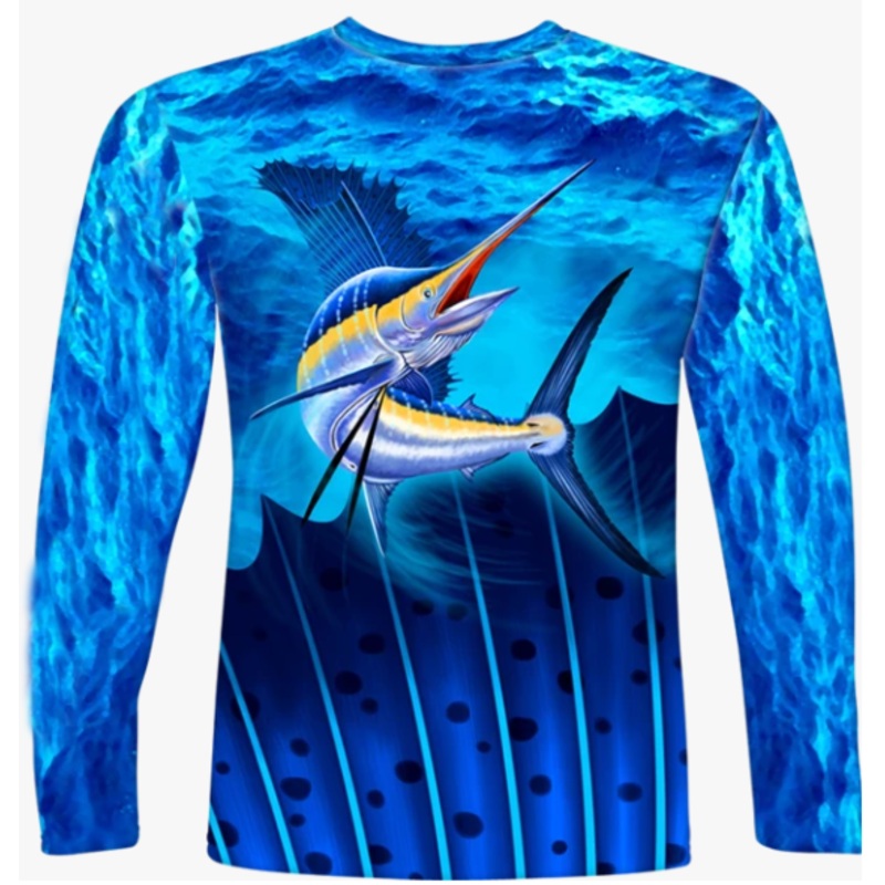 Youth L/S Sailfish All Over Performance Shirt UPF50