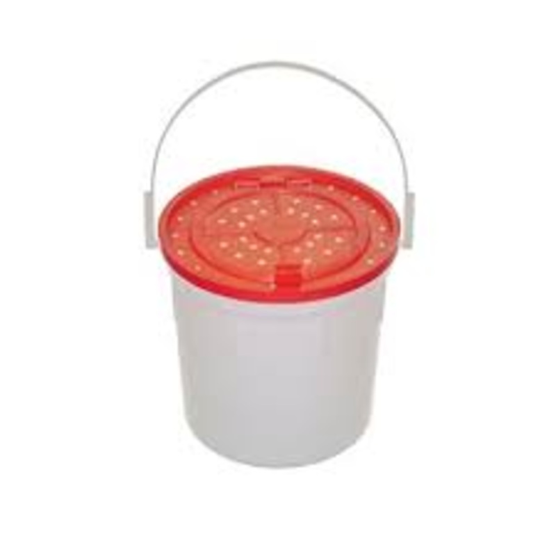 MINNOW BUCKET - WHITE W RED LID