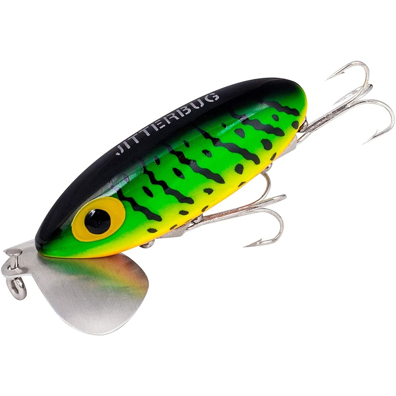 Arbogast - 2 Jitterbug 3/8 Oz|FIRER TIGER|JITTERBUG|RED AND WHITE|BULLFROG|CLICK|JITTERBUG JTD|WOUNDED PERCH|FROG - YELLOW BELLY