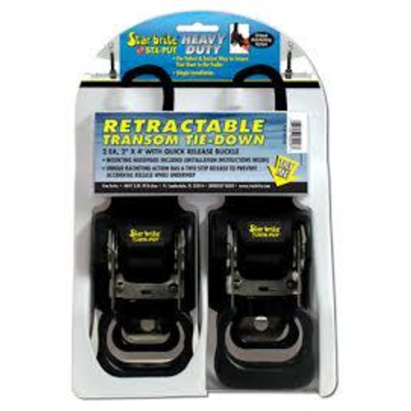 STARBRITE  STA-PUT RETRACTABLE 4' TRANSOM TIE-DOWNS   2 EA.