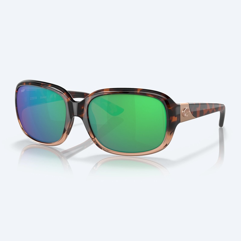 Costa Gannet Sunglasses Shiny Tortoise Fade/Green Mirror 580P