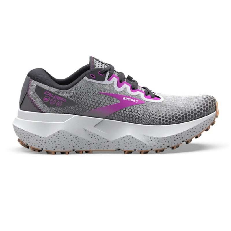 Brooks Caldera 6 Women's|Oyster/Blackened Pearl/Purple|6.5|7|8|8.5|9|9.5|11|Medium(B)