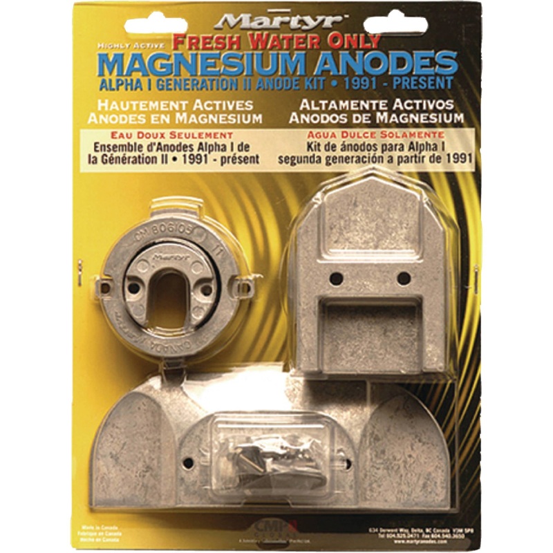 Anode Kit for Mercury Alpha I Gen II Drives '91 - Present (1-7621451 - 8061051-8216291-8216312-806189) in Zinc