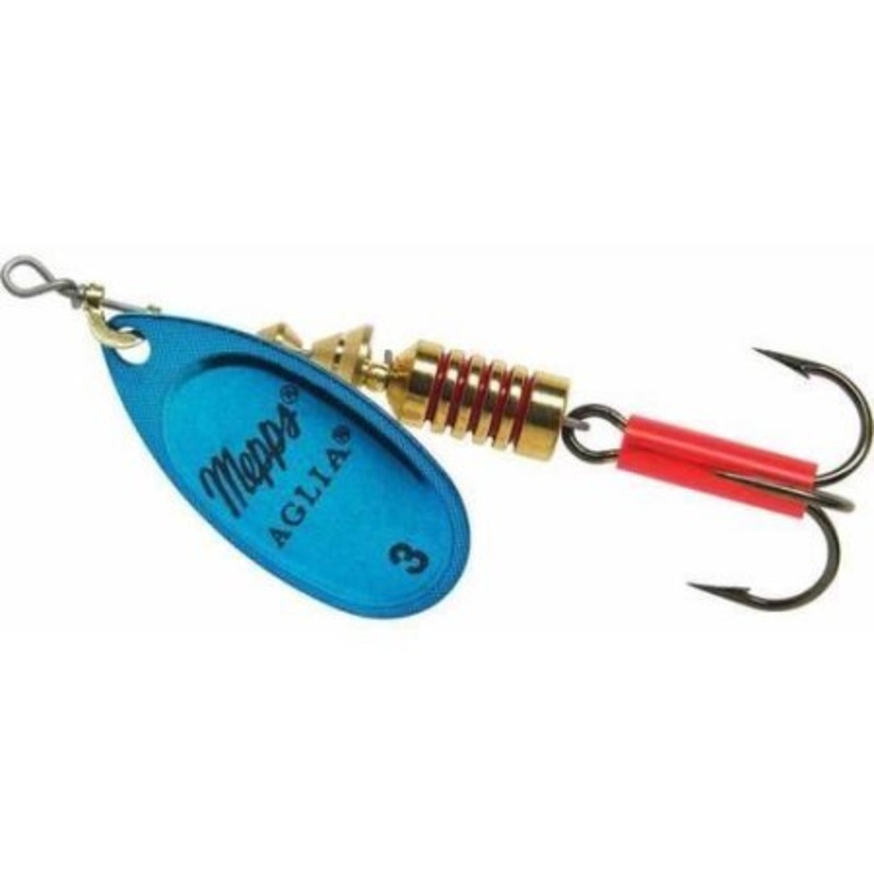 Mepps Aglia In-Line Spinner 1/4 Oz Plain Treble Hook Blue & Platinum Blade B3
