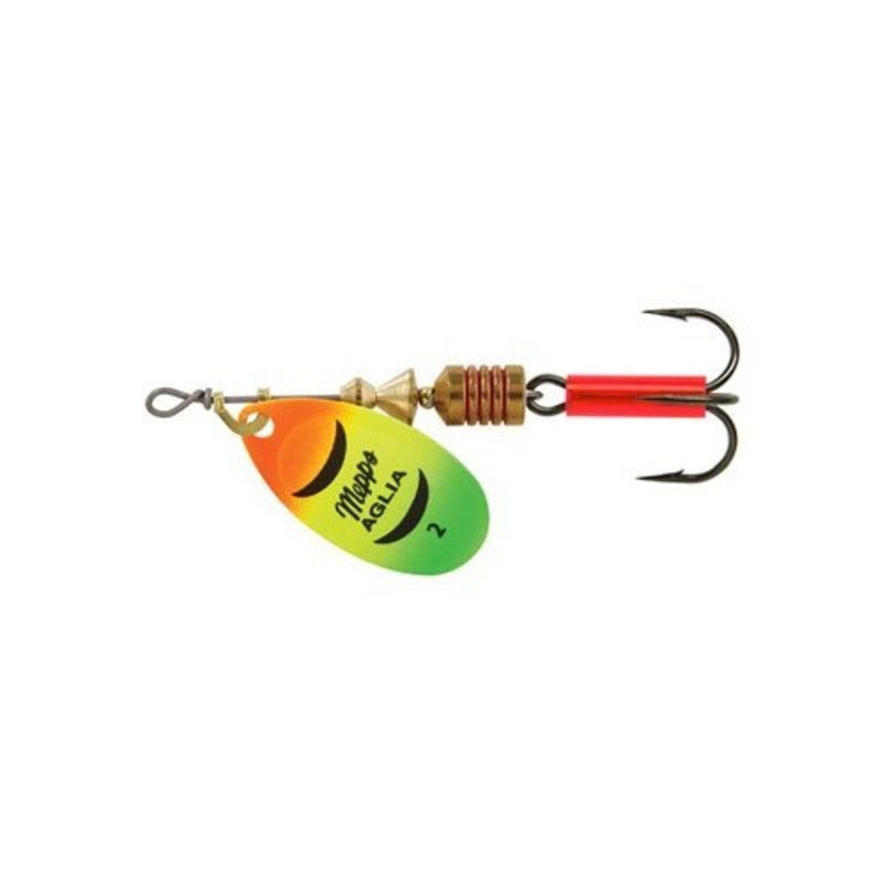 Mepps Aglia Plain Treble Inline Spinner 1/6 Ounce Hot Fire Tiger Multi-Colored