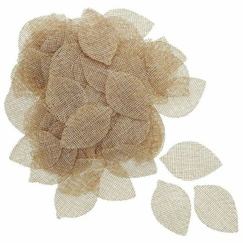 Jute Burlap Leaf Craft Shapes (120 Count) for Embellishment DIY Crafts Light Tan