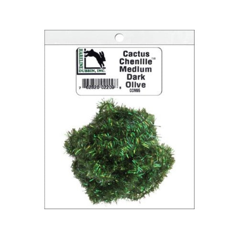 Hareline Dubbin Cactus Chenille | Dark Olive; Medium