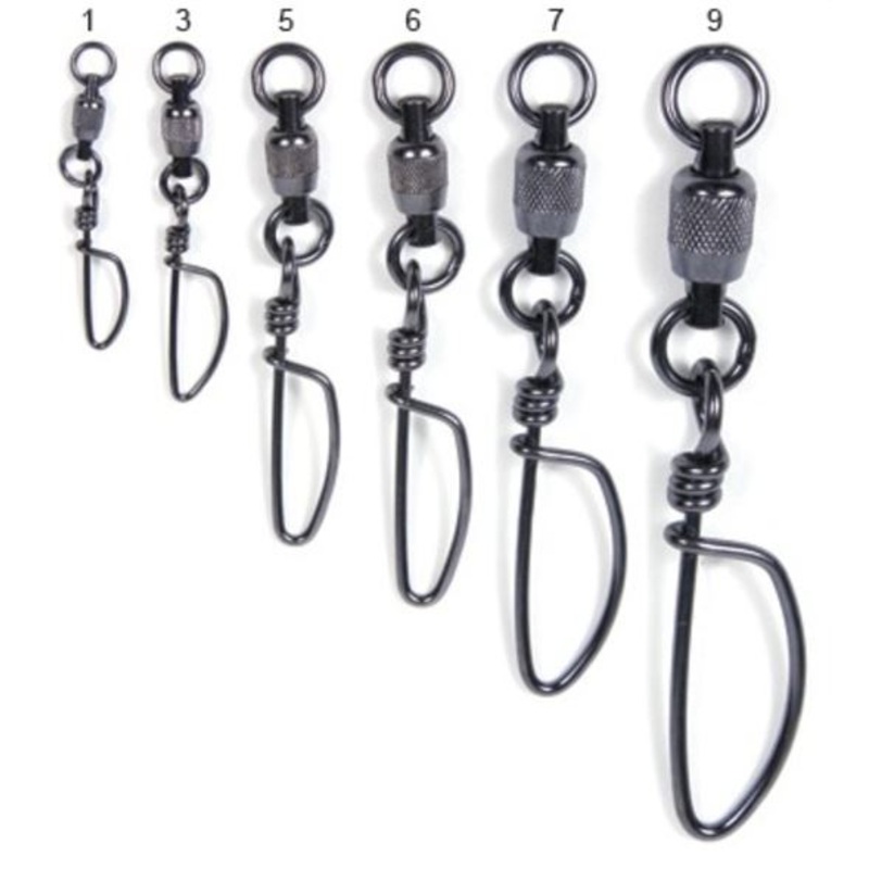 Stainless Ball Bearing Snap Swivels NickelBlack 2Ring 95Lb 4PK