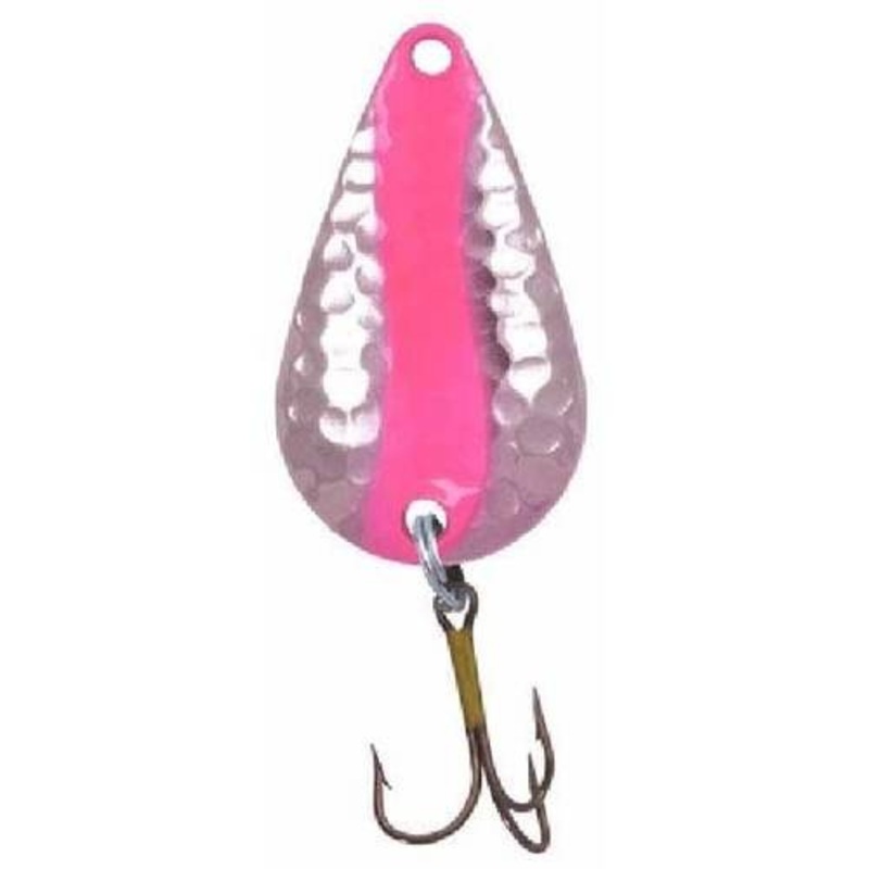 Rainbow Plastics Pot-O-Gold Steelhead Special Spoon Pink/Hammered Nickel Stripe