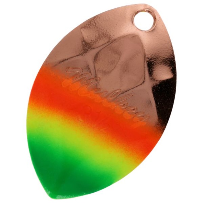 Yakima Bait Mulkey Spinner Blades - 1-1/8 - Copper Red Chartreuse Green Rainbow Tip