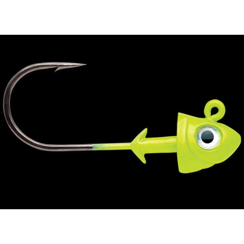 VMC Flat Shad Jig Heads Metallic Chartreuse