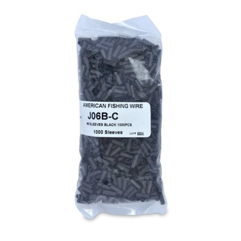 American Fishing Wire Single Barrel Crimp Sleeves Black Color Size 6 0.082 -Inch Inside Diameter 100-Pieces