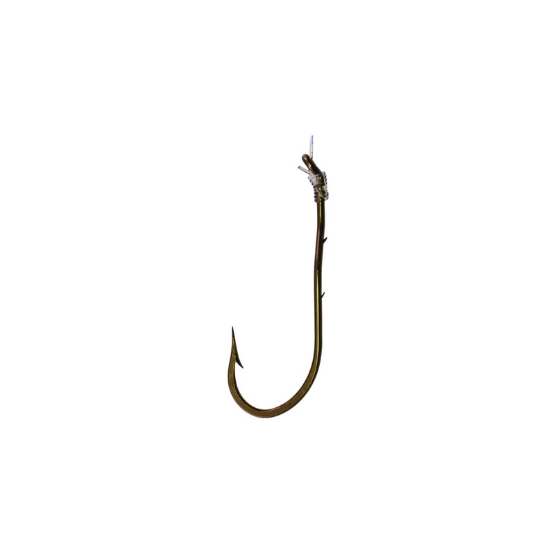 Snelled Hook Size 10 ForgedSpear Point 2 Sliced Shank Down Eye Bronze 5Per Pack 5PK