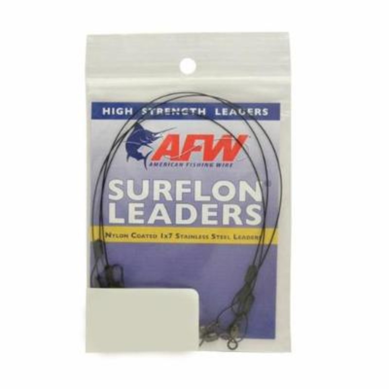 Surflon Leaders Nylon Coated 1X7 Stainless Sleeve Swivel Locksnap 30 Lb 14 Kg Test Black 12 I