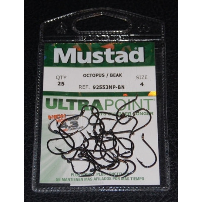 Mustad UltraPoint 1X Octopus Hook - 4 - Black Nickel - 25 Pack