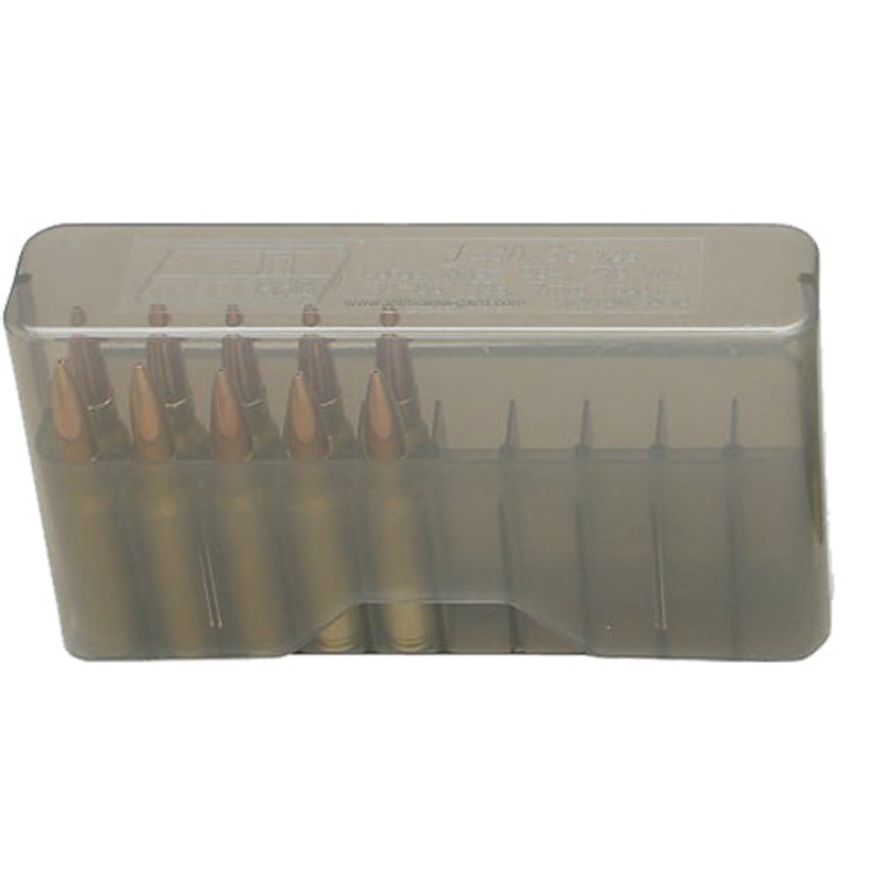 Mtm J-20 Slip-Top Ammo Box 20Rd Rifle 2.35 Oal Sm Poly Clear Smoke