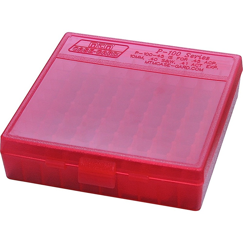 Mtm P-100 Flip-Top Pistol Ammo Box 1.22 Oal Red Poly