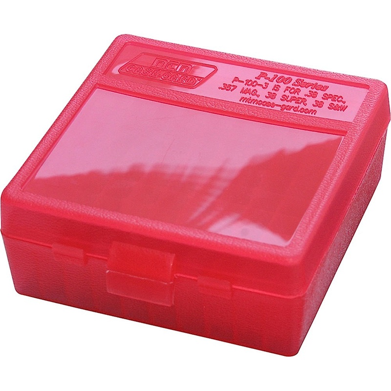 Mtm P-100 Flip-Top Pistol Ammo Box 1.68 Oal Red Poly