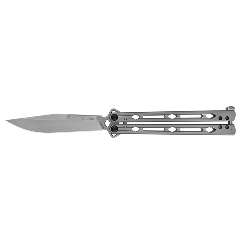 Kershaw 5150 Lucha Butterfly Knife - 4.6 Stonewash Finish 14C28N Sandvik Blade -Stainless Steel Handle