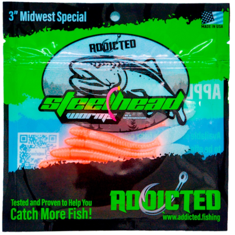 Addicted Fishing Peach Legend Worms - 3 Midwest Special