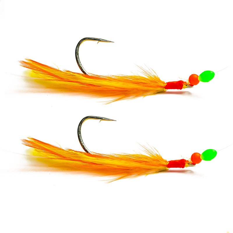 Ahi USA 2 Hook Rock Cod Rig|Yellow/Orange Feathers|5/0